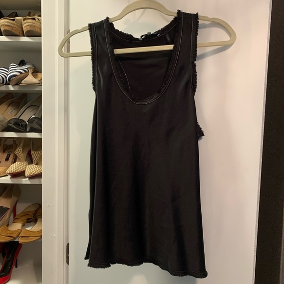 HELMUT LANG black silk tank top medium racerback - Picture 4 of 12